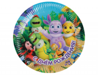 Тарелки бумажные (23см), С ДР Лунтик, 6 шт.