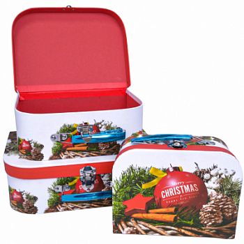 Коробка-чемодан (20*15*8,5см), Merry Christmas&Happy New Year!, 1 шт.