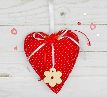 Мягкая игрушка-подвеска, Сердце, с цветком, микс, 1 шт.