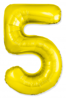 Шар (40"/102см) Цифра "5" Золото Slim в упаковке, 1 шт.