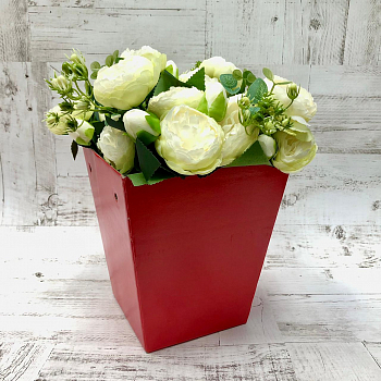 Коробка для цветов (17*20см), Красная, 1 шт.