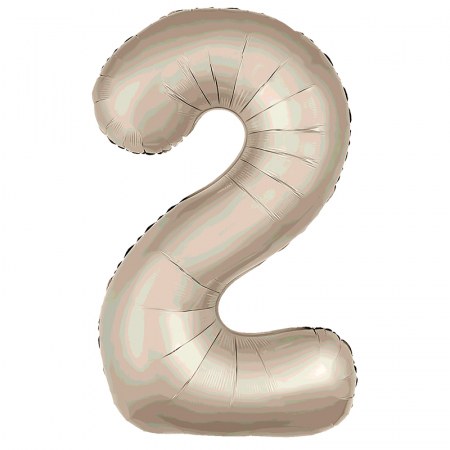 Шар (40"/102см) Цифра "2" Мистик крем Slim в упаковке, 1 шт.