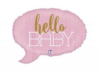 12 Шар (24"/61см) Фигура, HELLO BABY, розовая, 1 шт.
