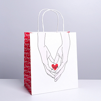 Пакет подарочный (22*25*12см), Сердце, крафт, 1 шт.