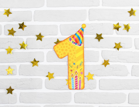 Набор цифра+гирлянда (17х34см), "1 годик", 1 шт.