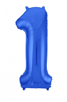 Шар (40''/102см) Цифра, "1", Slim, Синий, в упаковке, 1 шт.