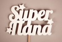 Топпер (11*28см), Super папа, МДФ 3мм, окрашен. на шпажке, Белый, 1 шт.