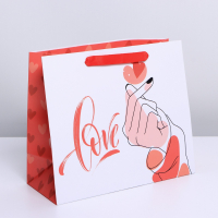 Пакет подарочный (23*27*11,5см), Люблю, 1 шт.