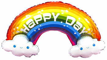 Шар (14''/36см) Мини-фигура, Радуга в облаках, Happy Day, 1 шт. Шар (14''/36см) Мини-фигура, Радуга в облаках, Happy Day, 1 шт.