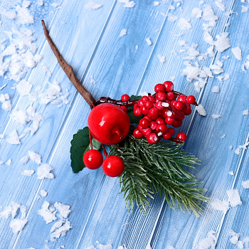 Декор (17см), Зимние грезы, яблоко красная калина, 1 шт.