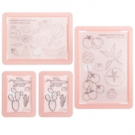 Набор фоторамок на магните (12х7; 7х9.5; 11х14.5см), розовый, 4 шт.