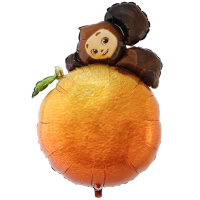 Шар (26"/66см) Фигура, Чебурашка на апельсине, 1 шт.
