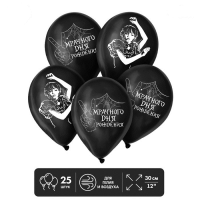Шар (12"/30см) Мрачного дня рождения, Черный, Пастель, 25 шт.