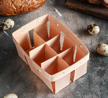 Корзинка из шпона, под 6 яиц, с крышкой, 1 шт.