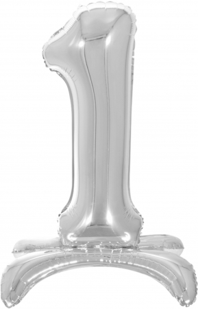 Шар (32''/81 см) Цифра, 1 на подставке, Серебро, в упак., 1 шт. 