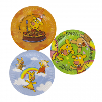 Тарелки бумажные (7''/18см), Оранжевая корова, Ассорти, 6 шт.