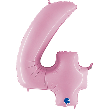 Шар (40"/102см) Цифра, "4", Розовый, в упаковке, 1 шт.