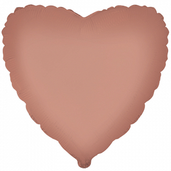 Шар (18"/45см) Сердце, Винтажный розовый, сатин, 1 шт.