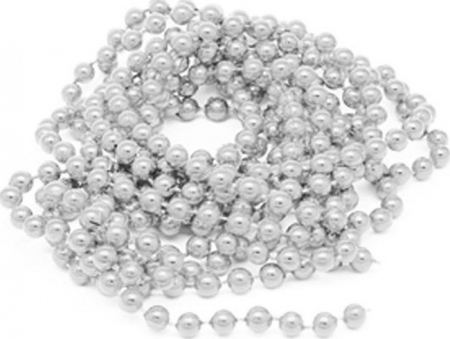 Бусы на ёлку (1,4см*1,8м), "Волшебный праздник", серебряные, 1 шт.