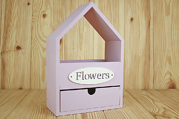 Подарочный ящик-домик с ящичком (20,5*10*30,5) Flowers, Дерево, МДФ 3мм, окрашен.,  Лаванда, 1 шт.