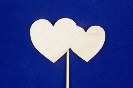 Топпер большой "Валентинки-картинки" "Сердечки цельные"не окраш., на палочке (10*6), 1шт