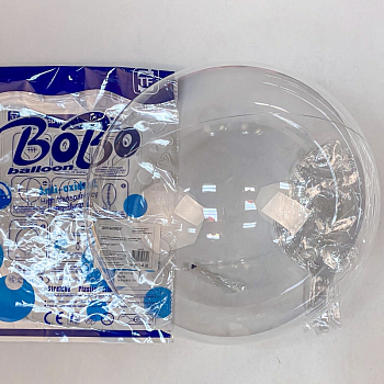 Шар (24"/61см) Сфера 3D, Deco Bubble, Прозрачный, Кристалл (синяя упаковка), 1 шт.
