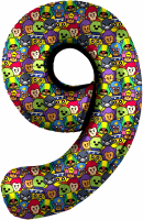 Шар (34''/86см) Цифра, 9 Бравл Старс, 1 шт. в упак.