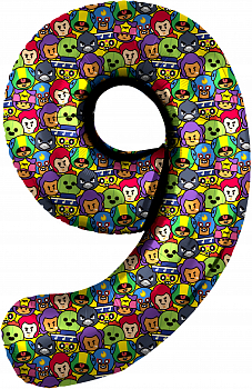 Шар (34''/86см) Цифра, 9 Бравл Старс, 1 шт. в упак.