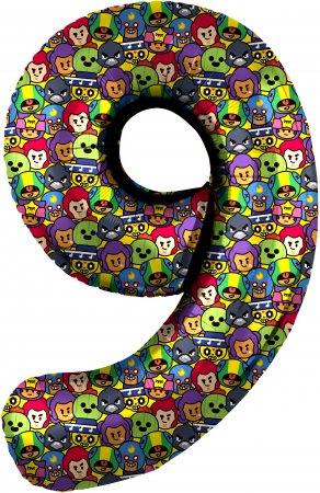 Шар (34''/86см) Цифра, 9 Бравл Старс, 1 шт. в упак.