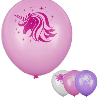 Шар (12"/30см) Единорожки, Ассорти, пастель, 5 шт.