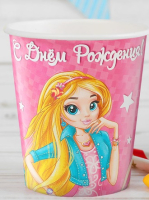 Стаканы бумажные (250мл), С Днем рождения, красотки, 6 шт. 