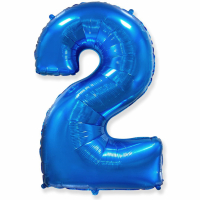 Шар (32''/81 см) Цифра, 2, Синий, 1 шт. в упак.
