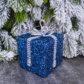 Ёлочная игрушка (8*10см), Подарок Синий, 1 шт.