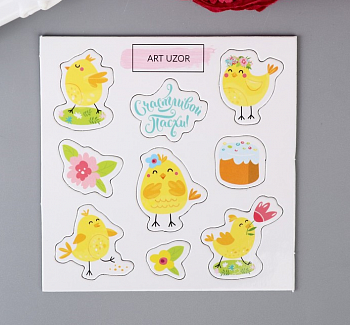 Чипборд для скрапбукинга (10*10 см) Цыплята, Счастливой Пасхи! 1 шт.