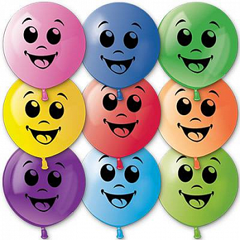 Шар (18"/45см) Улыбка, пастель, ассорти, 2ст., 17 шт.