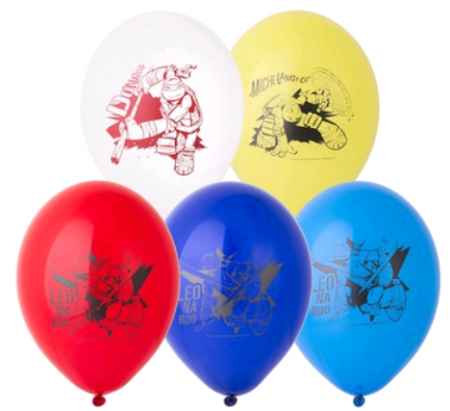 Шар (12"/30см) Черепашки-Ниндзя, ассорти, 5 шт.