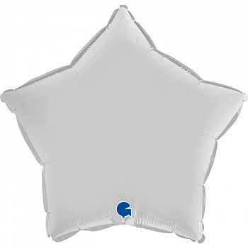 Шар (18''/46 см) Звезда, Белый, Сатин, 1 шт. (уценка, смотреть описание)