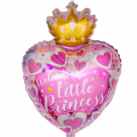 Шар (19''/48см) Сердце, С Днем Рождения, Маленькая принцесса, Розовый, 1 шт.