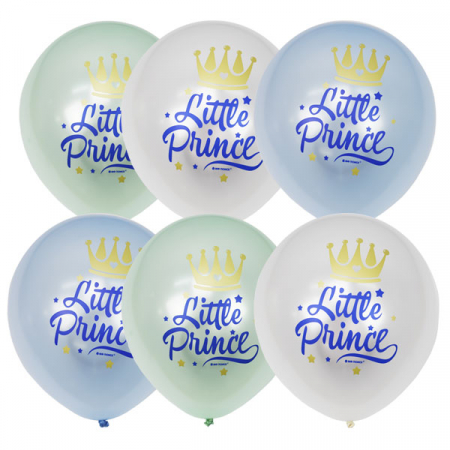 Шар (12"/30см) Little Prince, 1 ст. 2 цв. рис., перламутр (шелк), 25 шт.