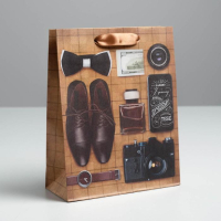 Пакет подарочный (18*23*10см), Поздравляю, Набор мужины, 1 шт.