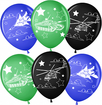 Шар (12''/30см) Военная техника, Ассорти, пастель, 2 ст, 25 шт.