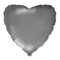 Шар (18"/46см) Сердце, Стальной серый, Сатин, 1 шт.