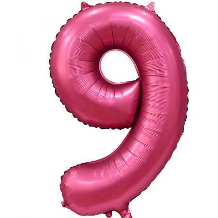 Шар (34''/86 см) Цифра, "9", Бордовый, Сатин, в упаковке, 1 шт.