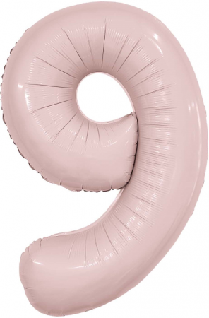 Шар (40''/102см) Цифра, 9 Slim, Пыльная роза, 1 шт. в упак.