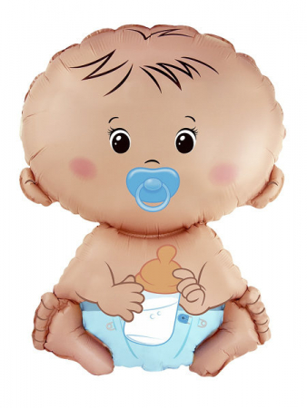 Шар (14''/36 см) Мини-фигура, Малыш мальчик, Голубой, 1 шт.