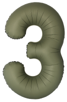 Шар (40''/102см) Цифра, 3 Slim, Оливковый, Матовый, 1 шт. в уп.