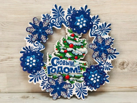 Украшение новогоднее (39см), "Ёлка" в виде снежинке, 1 шт.