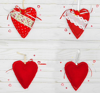 Мягкая игрушка-подвеска, Сердце, с цветочком, микс, 1 шт.