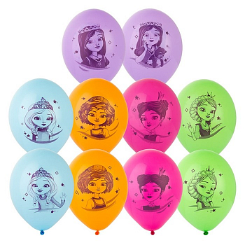 Шар (14"/36 см) Царевны, Ассорти, Пастель, 5шт.