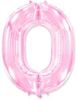 Шар (40''/102см) Цифра, "0", Розовый, в упаковке, 1 шт.